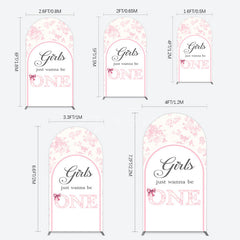 Aperturee - Aperturee Pink Girls Just Wanna Be One Birthday Arch Backdrop
