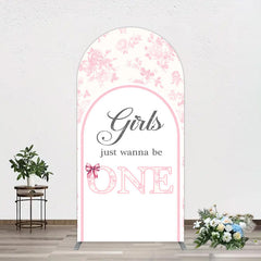 Aperturee - Aperturee Pink Girls Just Wanna Be One Birthday Arch Backdrop