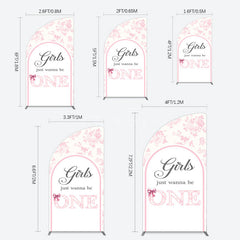 Aperturee - Aperturee Pink Girls Just Wanna Be One Birthday Half Moon Arch Backdrop