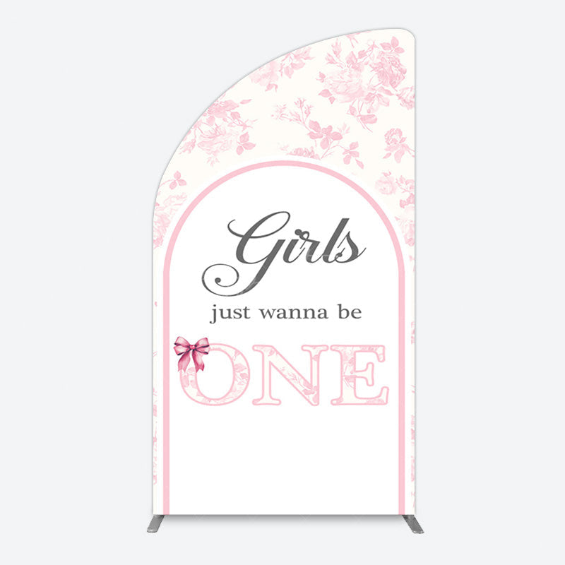 Aperturee - Aperturee Pink Girls Just Wanna Be One Birthday Half Moon Arch Backdrop