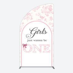 Aperturee - Aperturee Pink Girls Just Wanna Be One Birthday Half Moon Arch Backdrop