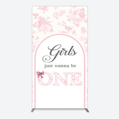 Aperturee - Aperturee Pink Girls Just Wanna Be One Birthday Rectangle Backdrop