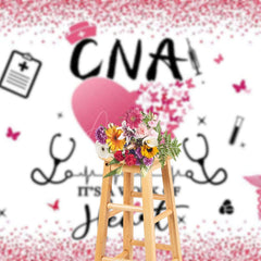 Aperturee - Aperturee Pink Glitter A Work For Heart Happy Cna Week Backdrop