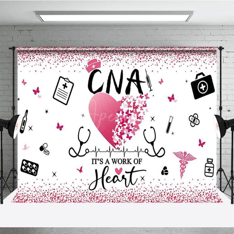 Aperturee - Aperturee Pink Glitter A Work For Heart Happy Cna Week Backdrop