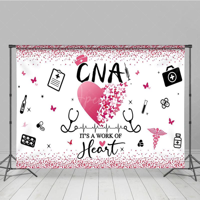 Aperturee - Aperturee Pink Glitter A Work For Heart Happy Cna Week Backdrop