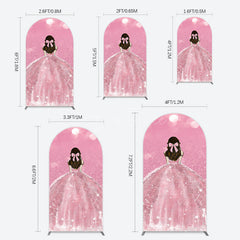 Aperturee - Aperturee Pink Glitter Bokeh Princess Birthday Arch Backdrop