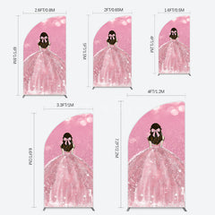 Aperturee - Aperturee Pink Glitter Bokeh Princess Birthday Half Moon Arch Backdrop