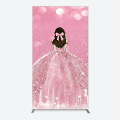 Aperturee - Aperturee Pink Glitter Bokeh Princess Birthday Rectangle Backdrop