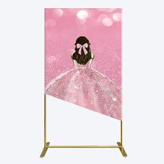 Aperturee - Aperturee Pink Glitter Bokeh Princess Birthday Rectangle Backdrop