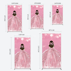 Aperturee - Aperturee Pink Glitter Bokeh Princess Birthday Rectangle Backdrop