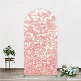 Aperturee - Aperturee Pink Glitter Bokeh Round Top Arch Backdrop Elegant Sparkling Decor for Party