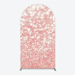 Aperturee - Aperturee Pink Glitter Bokeh Round Top Arch Backdrop Elegant Sparkling Decor for Party