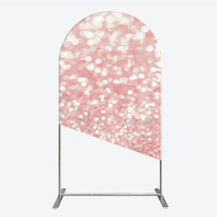 Aperturee - Aperturee Pink Glitter Bokeh Round Top Arch Backdrop Elegant Sparkling Decor for Party