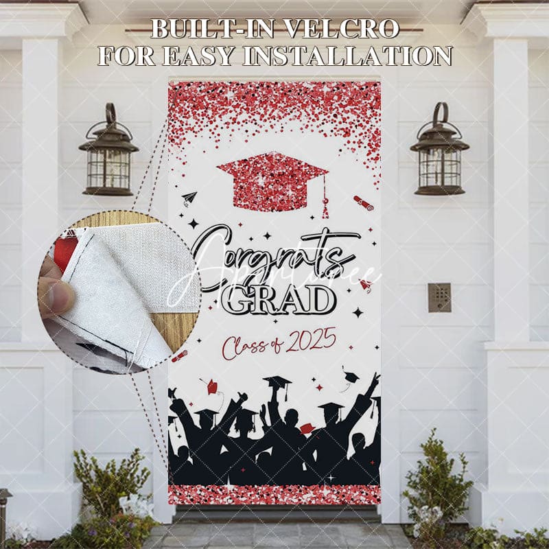 Aperturee - Aperturee Pink Glitter Class of 2025 Congrats Grad Door Cover