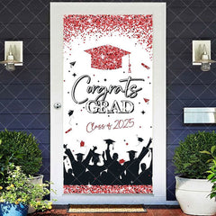 Aperturee - Aperturee Pink Glitter Class of 2025 Congrats Grad Door Cover
