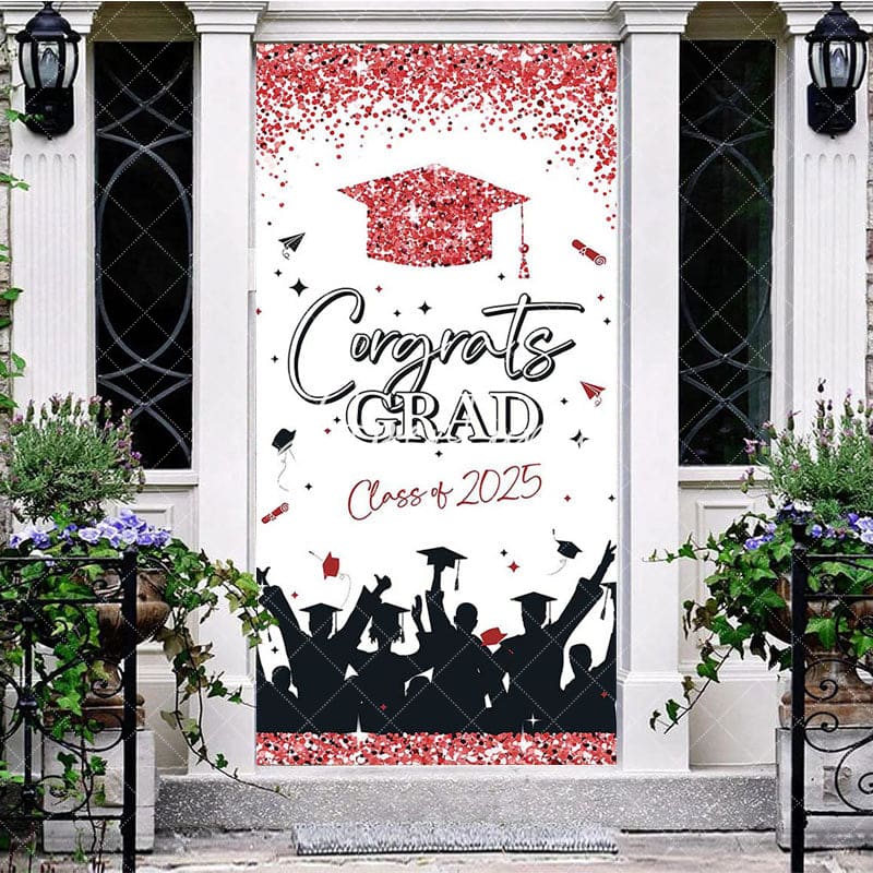 Aperturee - Aperturee Pink Glitter Class of 2025 Congrats Grad Door Cover