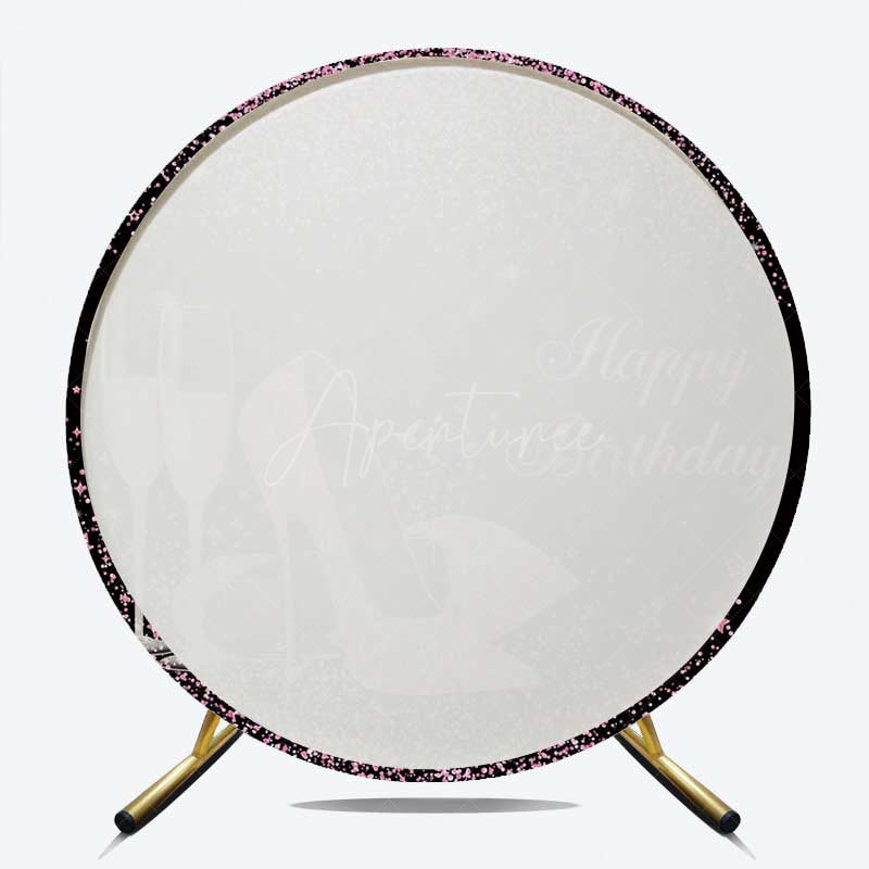 Aperturee Aperturee Pink Glitter High Heels Women Birthday Round Backdrop