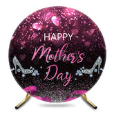Aperturee - Aperturee Pink Glitter Highheel Round Happy Mothers Day Backdrop