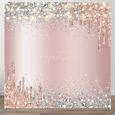 Aperturee - Aperturee Pink Glitter Silver Diamonds Pillow Case Backdrop