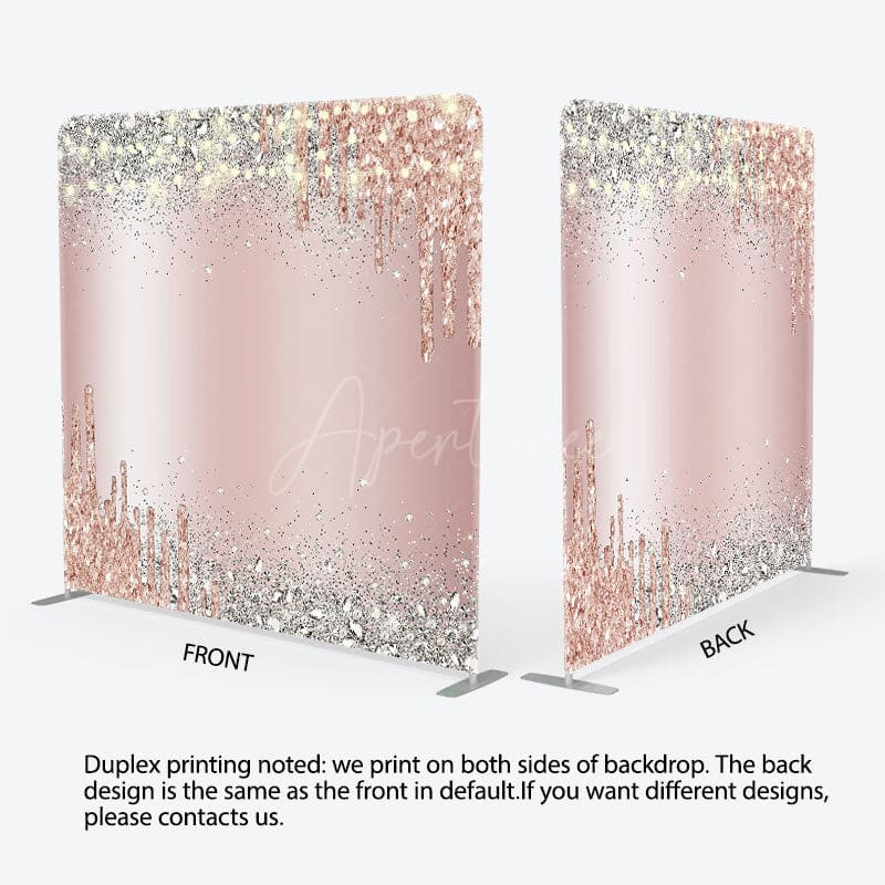 Aperturee - Aperturee Pink Glitter Silver Diamonds Pillow Case Backdrop