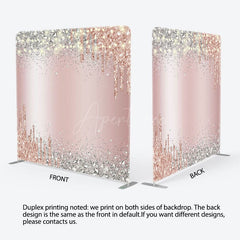 Aperturee - Aperturee Pink Glitter Silver Diamonds Pillow Case Backdrop