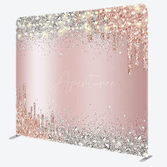 Aperturee - Aperturee Pink Glitter Silver Diamonds Pillow Case Backdrop
