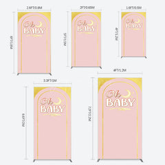 Aperturee - Aperturee Pink Gold Glitter Moon Baby Shower Rectangle Backdrop