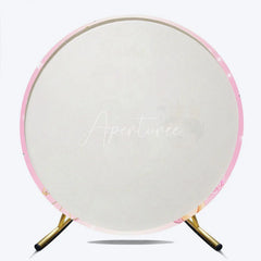 Aperturee - Aperturee Pink Gold Glitter Princess First Birthday Round Backdrop Our Little Princess ONE Baby Girl Party Decor
