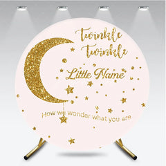 Aperturee - Aperturee Pink Gold Glitter Twinkle Twinkle Little Star Round Backdrop Dreamy Baby Shower Gender Reveal Party Decor