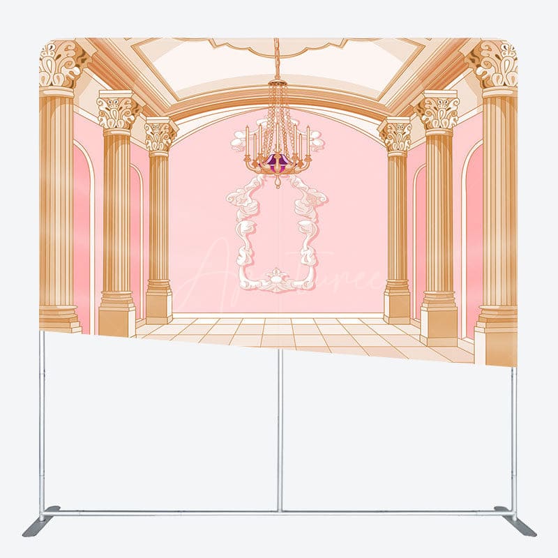 Aperturee - Aperturee Pink Gold Luxury Palace Square Double-Sided Backdrop
