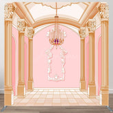 Aperturee - Aperturee Pink Gold Luxury Palace Square Double-Sided Backdrop