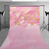 Aperturee - Aperturee Pink Gold Star Sweep Photo Backdrop Abstract Textured Painting Background Cute Celestial Sky Floor Prop