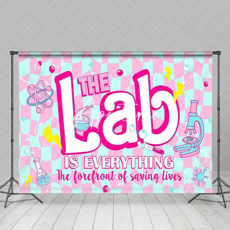 Aperturee - Aperturee Pink Green Twisted Plaid Lab Is Everything Backdrop