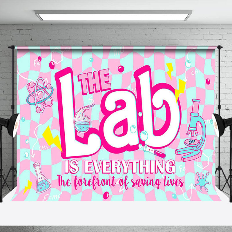 Aperturee - Aperturee Pink Green Twisted Plaid Lab Is Everything Backdrop