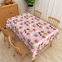 Aperturee - Aperturee Pink Halloween Rectangle Tablecloth with Jack o’ Lanterns for Cute and Girly Spooky Party Decor