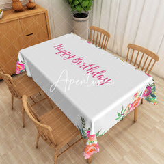 Aperturee - Aperturee Pink Happy Birthday Party Rectangular Tablecloth
