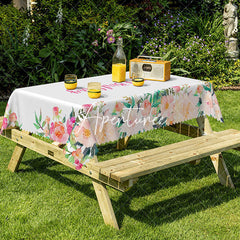 Aperturee - Aperturee Pink Happy Birthday Party Rectangular Tablecloth