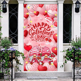 Aperturee - Aperturee Pink Heart Balloons Gnome Galentines Day Door Cover