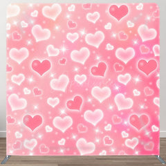 Aperturee - Aperturee Pink Heart Glitter Fabric Backdrop Cover for Birthday