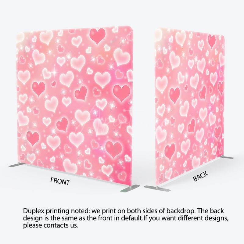 Aperturee - Aperturee Pink Heart Glitter Fabric Backdrop Cover for Birthday