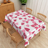 Aperturee - Aperturee Pink Heart Leaf Rectangle Tablecloth Botanical Love Vine Table Cover Sweet Valentine Day Home Decor
