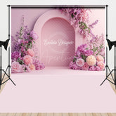 Aperturee - Aperturee Pink Hollow Arch Wall Floral Wedding Combo Set Backdrop
