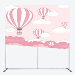 Aperturee - Aperturee Pink Hot Air Balloons Cloud Pillow Case Backdrop