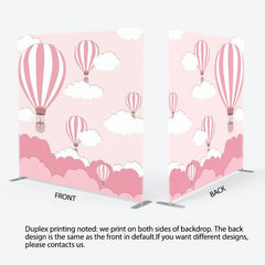 Aperturee - Aperturee Pink Hot Air Balloons Cloud Pillow Case Backdrop