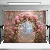 Aperturee - Aperturee Pink Hydrangea Floral Arch Backdrop Enchanted Forest Wedding Magical Garden Bridal Shower Photo Prop