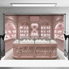 Aperturee - Aperturee Pink Jewelry Store Backdrop Elegant Boutique Display Romantic Photography Background for Valentine’s Day