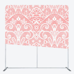 Aperturee - Aperturee Pink Lace Parttern Fabric Backdrop Cover For Party