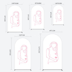 Aperturee - Aperturee Pink Lined Pregnant Woman Baby Shower Arch Backdrop