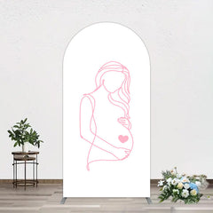 Aperturee - Aperturee Pink Lined Pregnant Woman Baby Shower Arch Backdrop