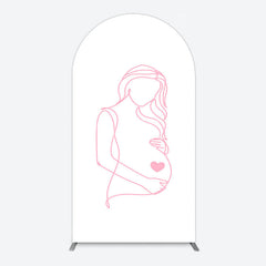 Aperturee - Aperturee Pink Lined Pregnant Woman Baby Shower Arch Backdrop